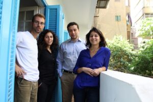 Three cofounders of KarmSolar: Ahmed Zahran, Xavier Auclair, Yumna Madi, and the Chief Financial Officer, Nayera El Sammaa - Trois co-fondateurs de KarmSolar, Ahmed Zahran, Xavier Auclair, Yumna Madi, et la Chief Financial Officer de KarmSolar, Nayera el Sammaa