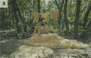 Xavier Auclair with his sheepskin blanket and bedding
